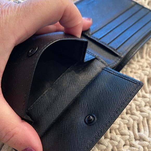 Prada blue camo nylon and leather bi-fold wallet * rare find - Picture 3 of 12